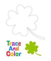 Clover Leaf tracing worksheet for kids vector