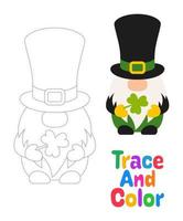 Leprechaun tracing worksheet for kids vector