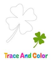 Clover Leaf tracing worksheet for kids vector