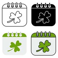 Calendar with Clover in flat style isolated vector