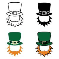 Leprechaun Hat with Beard in flat style isolated vector