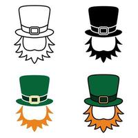 Leprechaun Hat with Beard in flat style isolated vector