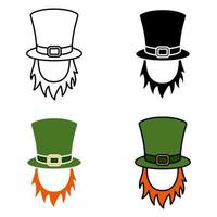 Leprechaun Hat with Beard in flat style isolated vector