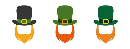 Leprechaun Hat with Beard in flat style isolated vector