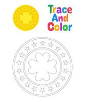 Clover Coin tracing worksheet for kids vector