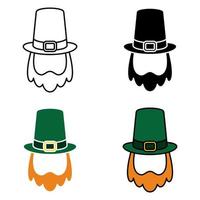 Leprechaun Hat with Beard in flat style isolated vector