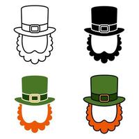 Leprechaun Hat with Beard in flat style isolated vector
