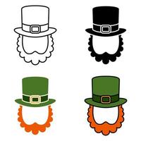 Leprechaun Hat with Beard in flat style isolated vector