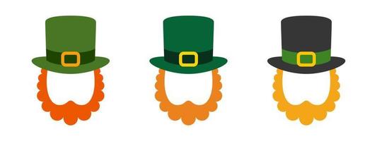 Leprechaun Hat with Beard in flat style isolated vector