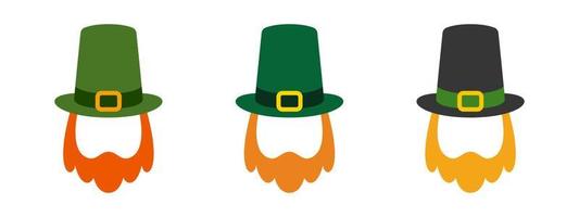 Leprechaun Hat with Beard in flat style isolated vector