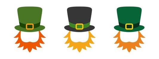 Leprechaun Hat with Beard in flat style isolated vector