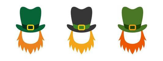 Leprechaun Hat with Beard in flat style isolated vector