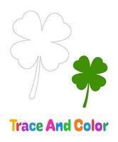 Clover Leaf tracing worksheet for kids vector