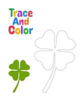 Clover Leaf tracing worksheet for kids vector