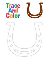 Horseshoe tracing worksheet for kids vector