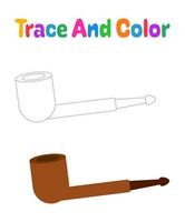 Smoking Pipe tracing worksheet for kids vector