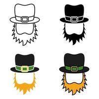 Leprechaun Hat with Beard in flat style isolated vector