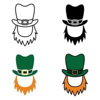 Leprechaun Hat with Beard in flat style isolated vector