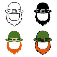 Leprechaun Hat with Beard in flat style isolated vector