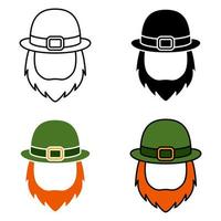 Leprechaun Hat with Beard in flat style isolated vector