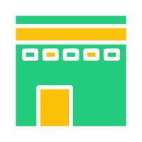 kaaba icono sólido verde amarillo estilo Ramadán ilustración vector elemento y símbolo Perfecto.