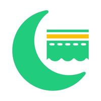 kaaba icon solid green yellow style ramadan illustration vector element and symbol perfect.