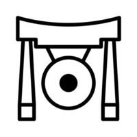 gong icono duotono negro estilo chino nuevo año ilustración vector Perfecto