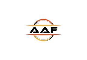 AAF letter royalty ellipse shape logo. AAF brush art logo. AAF logo for a company, business, and commercial use. vector