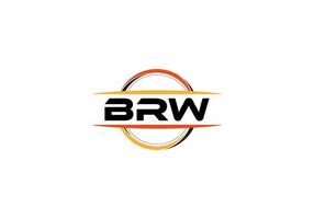 BRW letter royalty ellipse shape logo. BRW brush art logo. BRW logo for a company, business, and commercial use. vector