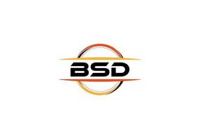 BSD letter royalty ellipse shape logo. BSD brush art logo. BSD logo for a company, business, and commercial use. vector