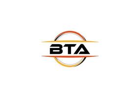 BTA letter royalty ellipse shape logo. BTA brush art logo. BTA logo for a company, business, and commercial use. vector