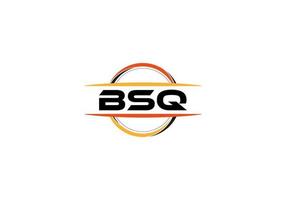 BSQ letter royalty ellipse shape logo. BSQ brush art logo. BSQ logo for a company, business, and commercial use. vector