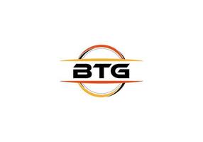 BTG letter royalty ellipse shape logo. BTG brush art logo. BTG logo for a company, business, and commercial use. vector