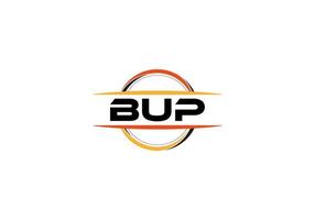 bup letra realeza elipse forma logo. bup cepillo Arte logo. bup logo para un compañía, negocio, y comercial usar. vector