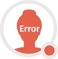 sin rostro hembra vector vacío estado avatar icono. joven mujer con bollo. editable 404 no encontró persona para ux, ui diseño. dibujos animados perfil imagen con rojo punto. vistoso sitio web, móvil error usuario Insignia