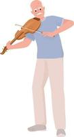 mayor hombre jugando violín musical instrumento semi plano color vector personaje. editable cifra. lleno cuerpo persona en blanco. sencillo dibujos animados estilo ilustración para web gráfico diseño y animación