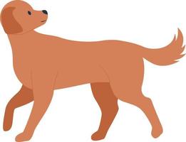 Mongrel dog walking and looking back semi flat color vector character. Mixed breed animal. Editable full body animal on white. Simple cartoon style illustration for web graphic design and animation