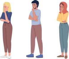 Strategic thinkers semi flat color vector characters set. Editable figures. Full body people on white. Brainstorming simple cartoon style illustration pack for web graphic design and animation