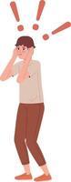 Emotional worried boy holding head in hands semi flat color vector character. Editable figure. Full body person on white. Simple cartoon style illustration for web graphic design and animation