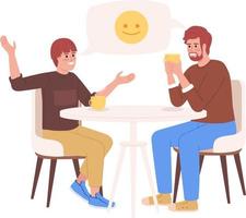 Teenage boy having good conversation with father semi flat color vector characters. Editable figures. Full body people on white. Simple cartoon style illustration for web graphic design and animation