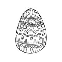 Hand drawn doodle easter egg. Easter zentangle. Vector egg with ornament. Outline.