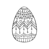 Hand drawn doodle easter egg. Easter zentangle. Vector egg with ornament. Outline.