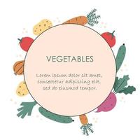 Vector doodle frame with vegetables.
