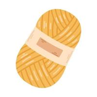 Vector illustration of yellow wool skein. Knit threads. Cozy crafting hobby. Knitting. Yellow yarn in flat design.