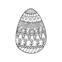 Hand drawn doodle easter egg. Easter zentangle. Vector egg with ornament. Outline.