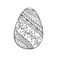 Hand drawn doodle easter egg. Easter zentangle. Vector egg with ornament. Outline.