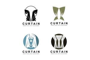 Home And Exhibition Curtain Logo Design, Building Decoration Vector Illustration