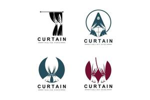 Home And Exhibition Curtain Logo Design, Building Decoration Vector Illustration