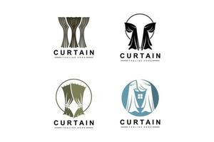 Home And Exhibition Curtain Logo Design, Building Decoration Vector Illustration