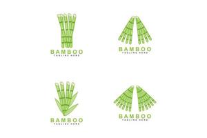 Bamboo Logo Design, Green Tree Vector, Panda Food, Product Brand Template Illustration vector